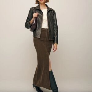 Reformation Tazz Maxi Corduroy Skirt Woodland - Size 26